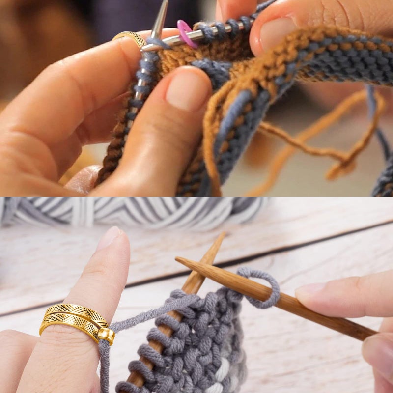 Ubuymart Crochet Ring 7 Pack Knitting Crochet Ring for Finger  Adjustable Crochet Ring Knitting Crochet Tension Rings for Crocheting  Open Yarn Guide Finger Holders  Crochet Accessories- Multicolor - Image 2